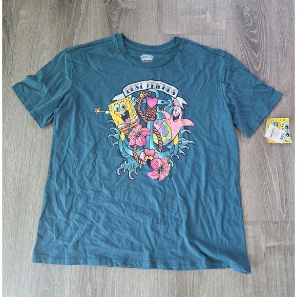 Nicklodean T Shirt SpongeBob SquarePants Patrick Best Friends Teal Size XXL NEW - Picture 1 of 8